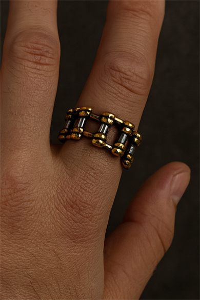 Gümüş Ve Altın Renk Ayarlanabilir Çelik Erkek Yüzük