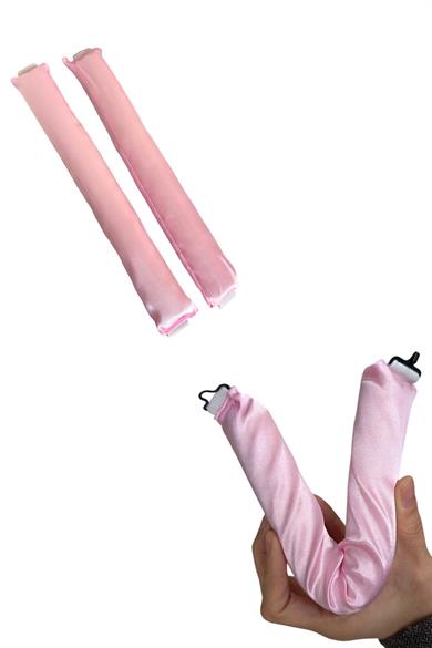 Pembe Renk Isısız Saç Şekillendirici Saten Saç Sosisi 