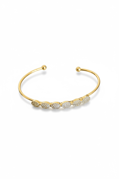 Altın Renk Taşlı Kelepçe Bileklik