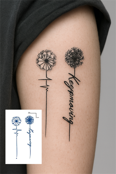 Hindiba Çiçeği Figürlü 12 Saat Sonra Kararan Geçici Dövme Tattoo