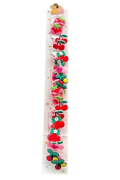 10lu Karışık Renk Kiraz Figürlü Çocuk Lastik Toka Set
