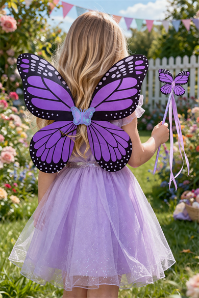 Mor Renk Kelebek Figürlü Kanat / Asa Set