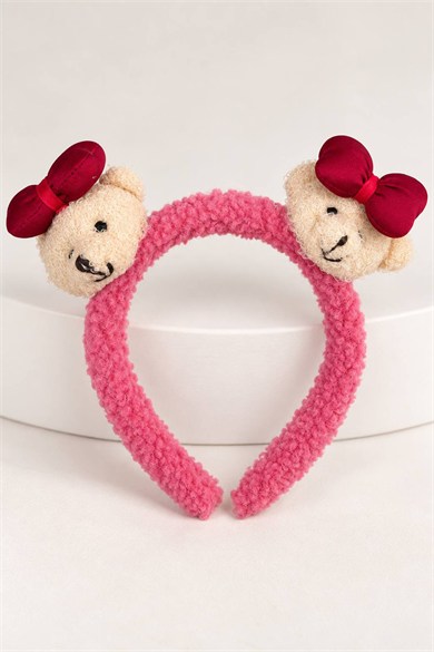Pembe  Renk Ayıcık Figürlü Peluş Taç