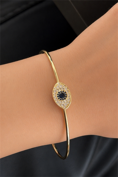 Altın Renk Göz Detaylı Kelepçe Bileklik