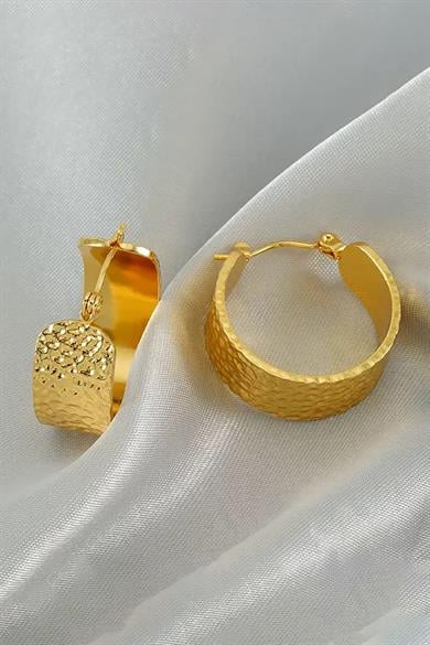 Altın Renk Çelik Halka Küpe (Çift)