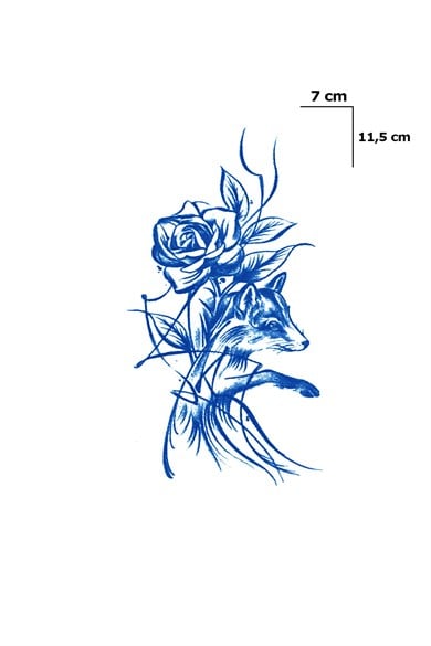 Çiçek ve Tilki Sonradan Kararan Yarı Kalıcı Geçici Dövme Tattoo