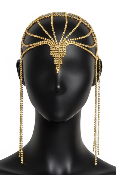 Altın Renk Taş Detaylı Saç Aksesuarı/Kına Aksesuarı