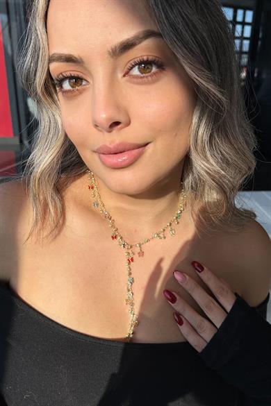 Altın Renk Kelebek Figürlü Çelik Y Kolye