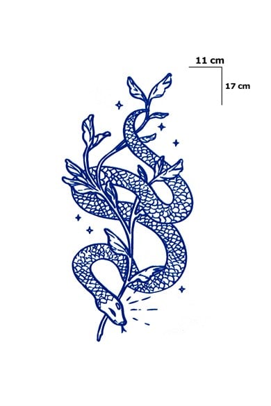 Yılan Sonradan Kararan Yarı Kalıcı Geçici Dövme Tattoo
