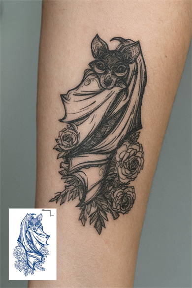 Yarasa Figürlü 12 Saat Sonra Kararan Geçici Dövme Tattoo