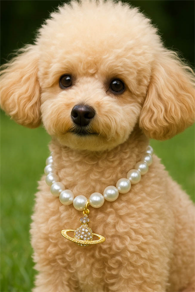 Altın Renk Gezegen Figürlü İnci Detaylı L Beden Kedi Köpek Tasma