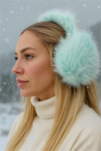 Turkuaz Renk Simli Peluş Kulaklık
