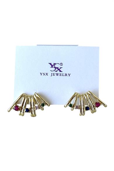 Altın Renk Taş Detaylı YSX Küpe (Çift)