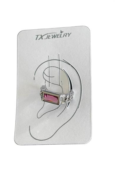 Gümüş Renk Taş Detaylı 14K Altın Kaplama TX Ear Cuff (Tek)