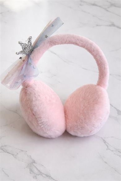 Pembe Renk Kurdele Figürlü Peluş Kulaklık