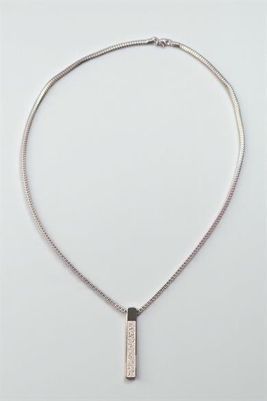 Gümüş Renk Erkek Zincir Çelik Kolye (55cm)