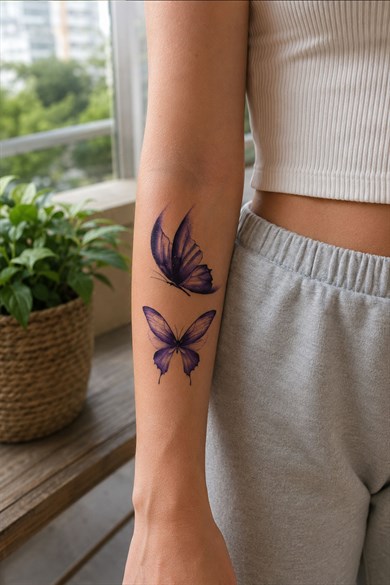 İkili Kelebek Mini Geçici Dövme Tattoo