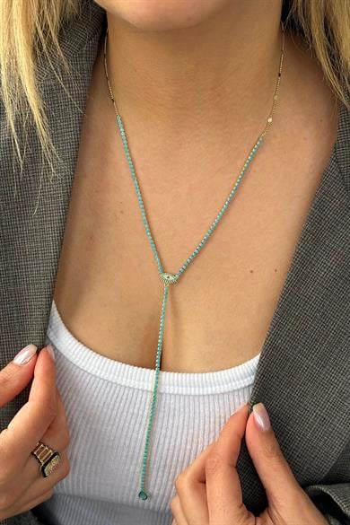 Altın Renk Göz Figürlü 14K Altın Kaplama VİP Y Kolye