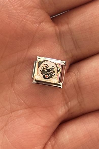 Gümüş Renk Köpek Figürlü Çelik Nomination Charm (Tek)