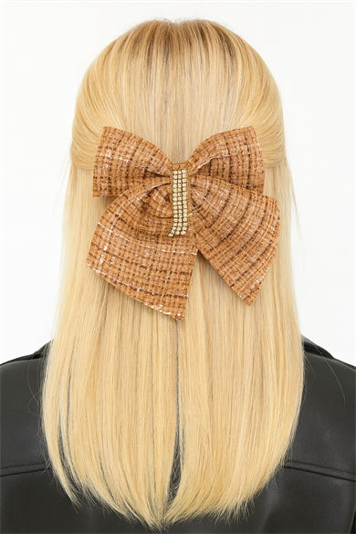 Kahve Renk Kurdele Figürlü Taş Detaylı Otomat Toka