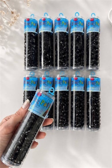 12li Siyah Renk Perma Lastik Toka Set