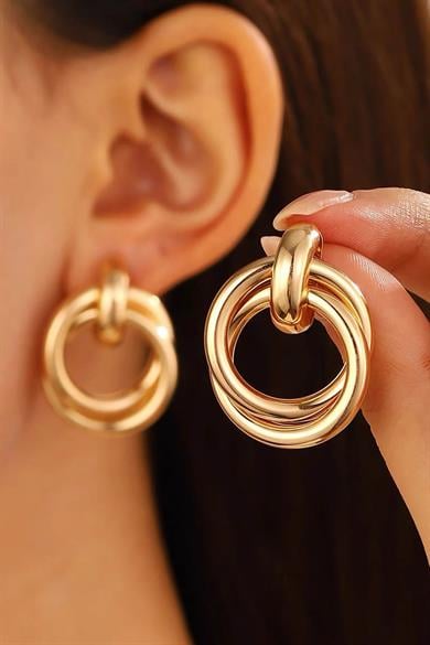 Altın Renk Çelik Küpe (Çift)