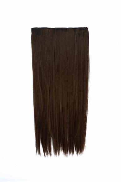 Isıya Dayanıklı Yarımay Çıt Çıt Saç - HT6K - Kestane Kahvesi - Düz - 60 Cm - 110 Gr (Begüm)