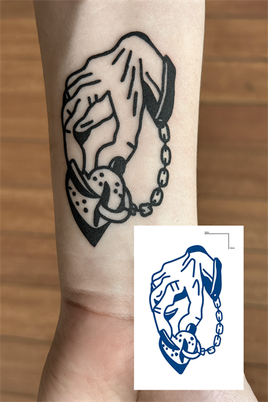 El Ve Kilit Figürlü 12 Saat Sonra Kararan Geçici Dövme Tattoo