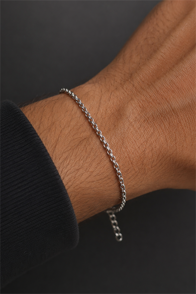 Gümüş Renk Zincir Çelik Bileklik (Unisex)