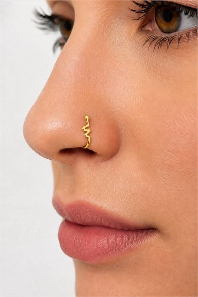 Altın Renk Cerrahi Çelik Deliksiz Kulak/Burun Piercing 