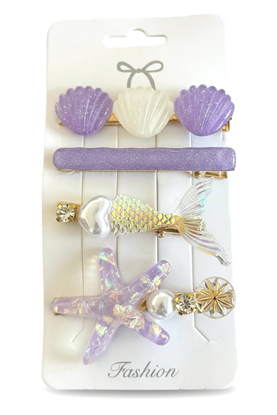 Mor Renk Karışık Figürlü 4lü Yan Toka