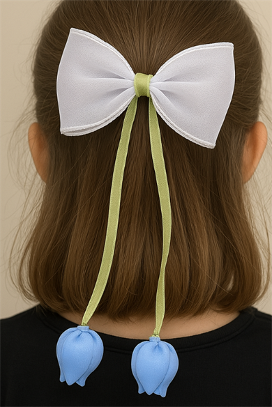 Karışık Renk Lale Figürlü Kurdele Otomat Toka