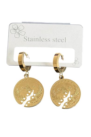 Altın Renk Çelik Küpe (Çift)