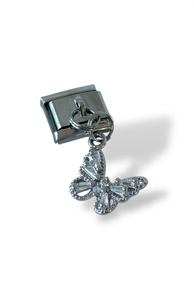 Gümüş Renk Kelebek Figürlü Çelik Nomination Charm (Tek)