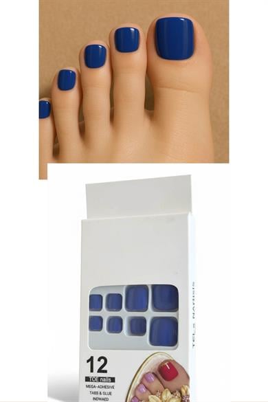 12li Lacivert Renk Takma Tırnak Set (Yapıştırıcılı)