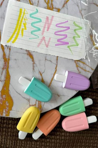 Dondurma Figürlü 6lı Fosforlu Kalem Set