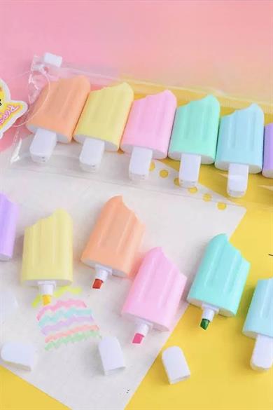 Dondurma Figürlü 6lı Fosforlu Kalem Set