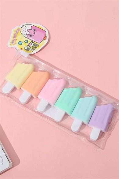 Dondurma Figürlü 6lı Fosforlu Kalem Set
