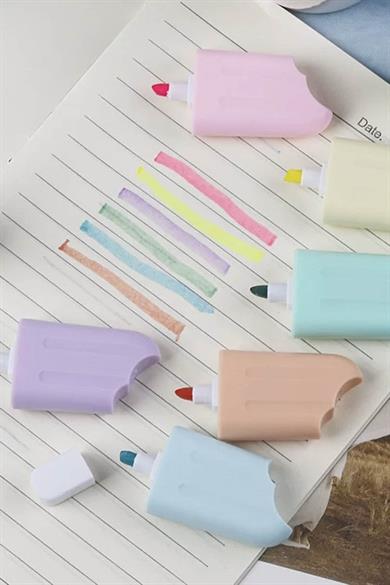 Dondurma Figürlü 6lı Fosforlu Kalem Set