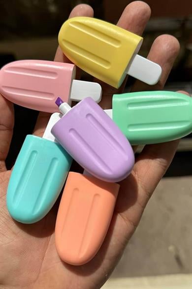 Dondurma Figürlü 6lı Fosforlu Kalem Set