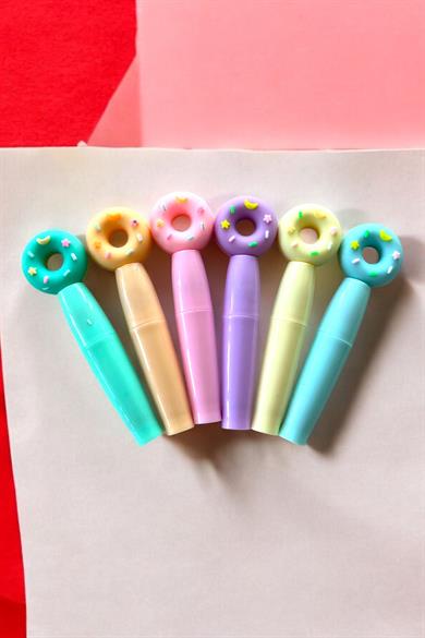 Donut Figürlü 6lı Fosforlu Kalem Set