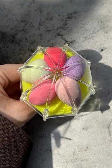 6lı Karışık Renk Şemsiye Figürlü  Makyaj Süngeri Set