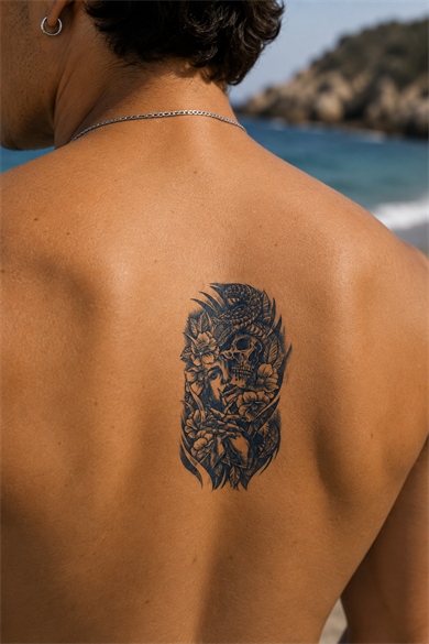 Kız Kurukafa Sonradan Kararan Yarı Kalıcı Geçici Dövme Tattoo