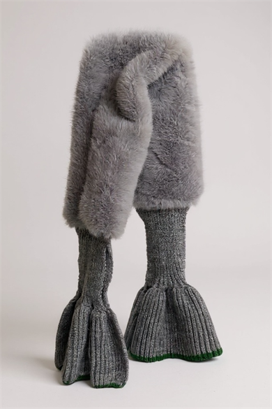 Gri Renk Çocuk Peluş Atkı