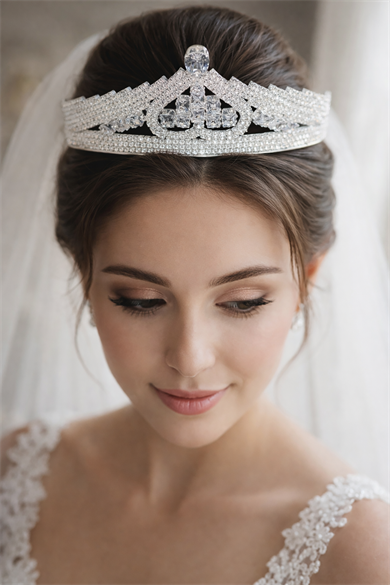 Zirkon Taşlı Gelin/Kına/Nişan/Söz Tasarım Taç