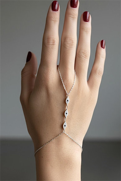 Gümüş Renk Göz Figürlü 14K Altın Kaplama TX Şahmeran