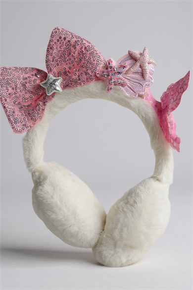 Beyaz Ve Pembe Renk Karışık Figürlü Peluş Kulaklık