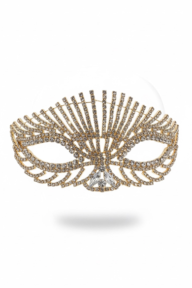 Altın Renk Taş Detaylı Tasarım Parti Maskesi