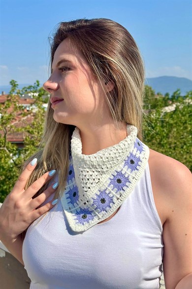Lila   Renk Örgü Saç Bandana/Fular