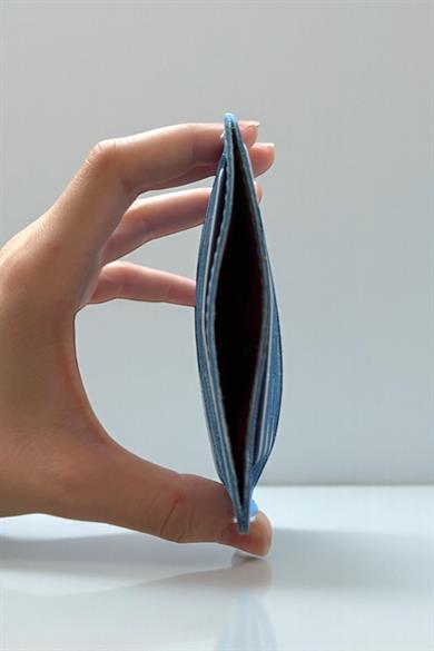 Mavi Renk Deri Kadın Cüzdan/ Kartlık